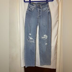 NWT Wild Fable Super High Rise Ripped Blue Jeans by the Knee Size 00 Inseam 31
